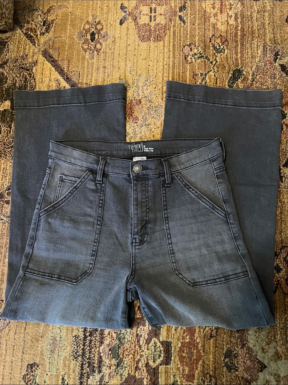 Time and Tru Women's Charcoal Wide ankle Leg Jeans